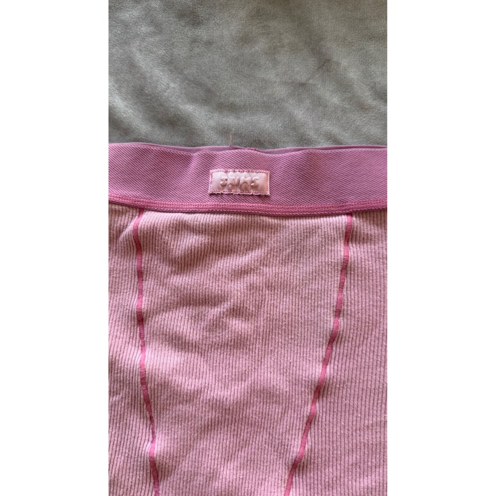 Skims Cotton Rib Legging Pink Lounge Pants Small Logo Patch Size Large